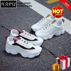 Giày sneaker nữ kiểu hàn quốc thêu chữ HAPU - trắng dây đỏ, trắng dây vàng, trắng pha đen - GM2.1
