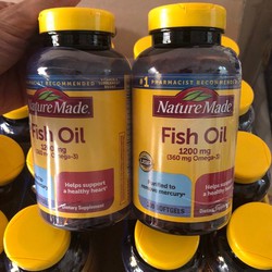 [ MẪU MỚI ] Dầu cá Omega 3 Nature Made Fish oil 1200mg hộp 200 viên - Omega 3