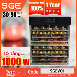 Máy sấy thực phẩm đa năng thế hệ mới GE Black 16 khay. Sấy nhanh gấp 10 lần phơi nắng, tiết kiệm điện, dễ thao tác với màn hình cảm ứng. Hàng nhập khẩu chính hãng SGE Thailand - GEB16