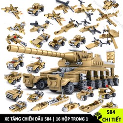 Đồ chơi lắp ráp Xe Tăng 584 Chi Tiết gồm 16 mô hình xe quân sự , máy bay , tàu chiến Đồ chơi cho bé trai từ 5 tuổi - 1477_70761870