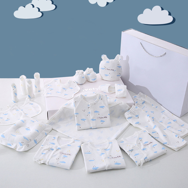 Set đồ sơ sinh quà tặng cho bé gái 21 chi tiết coton có hộp sang chảnh