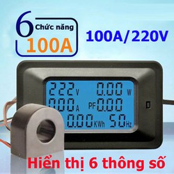 Thiết bị đo công suất , công tơ điện, đồng hồ điện tử 6 thông số 100A 220v - 100A