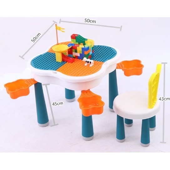 #Bộ bàn ghế lego đa năng cho bé, bàn xếp hình - bàn ăn, tặng bộ Lego 82 chi tiết✈