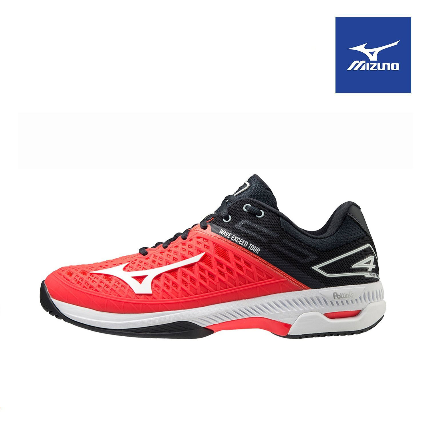 Giày tennis Mizuno Wave Exceed Tour 4 AC 61GA207062 chuyên nghiệp, màu đỏ, chống lật cổ chân