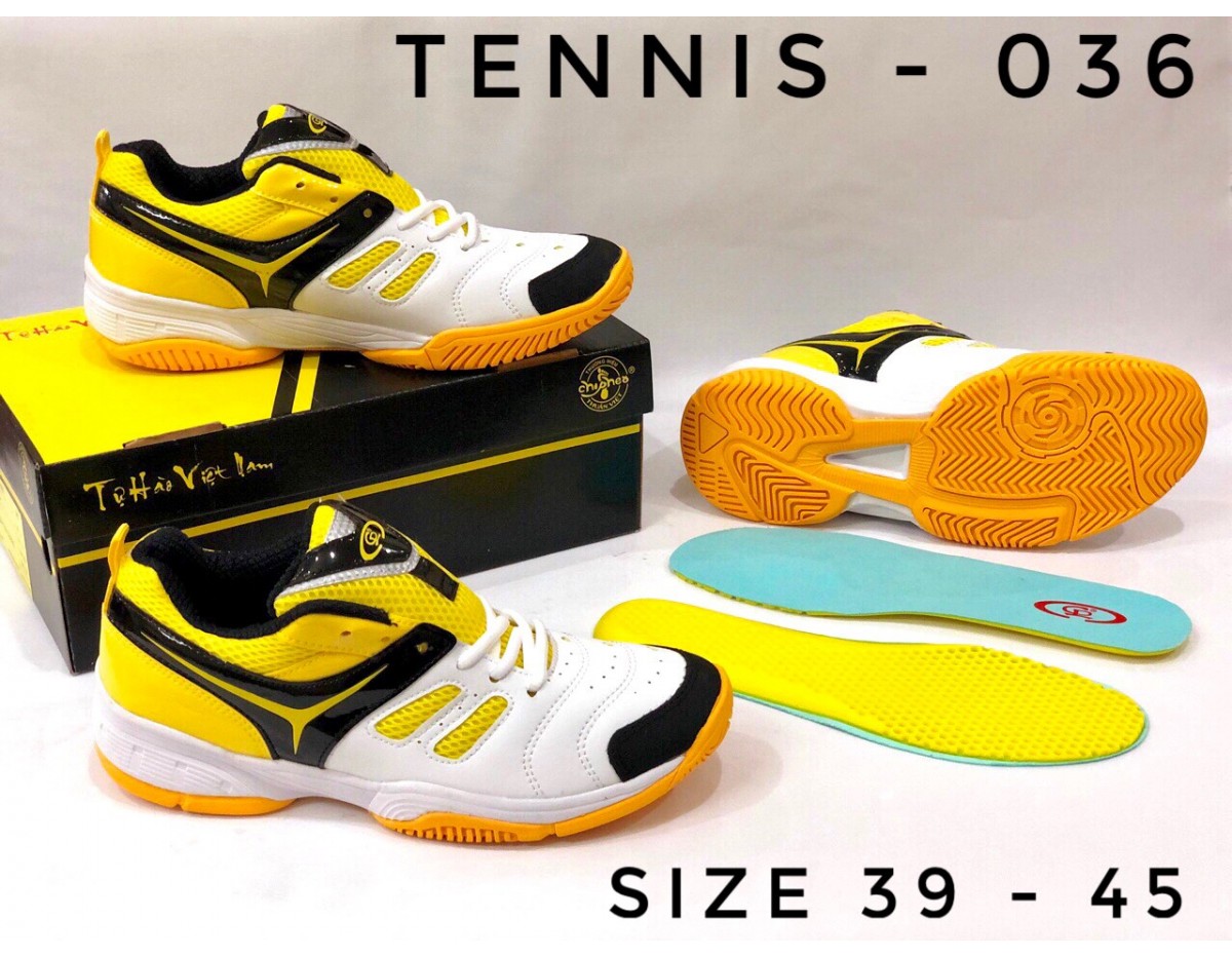 Giày Tennis Nam Nữ Chí Phèo CP036 Màu Trắng Vàng ( Size 39 đến 44 )