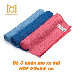Khăn lau xe hơi - Bộ 3 khăn lau Microfiber siêu thấm hút, mềm mịn - F5055 SET 3