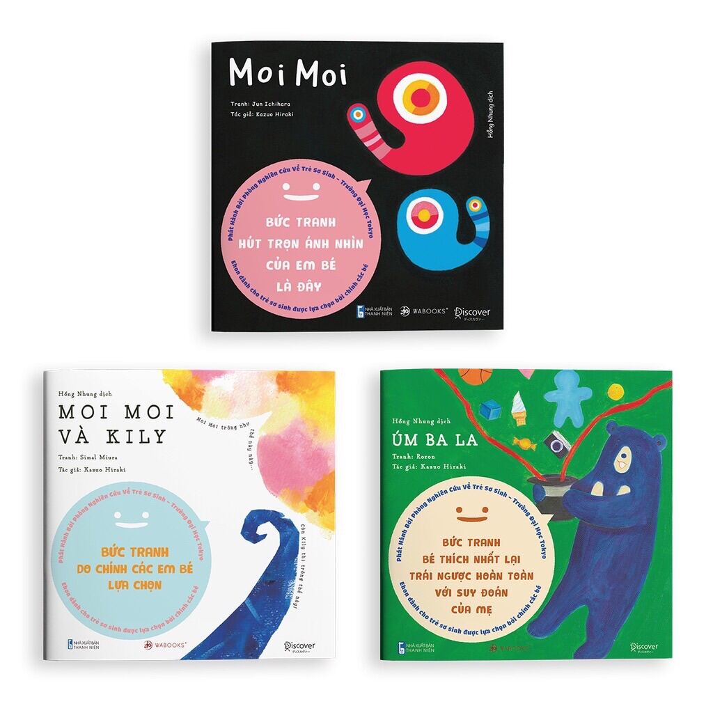 Sách Ehon Nhật Bản - Bộ 3 cuốn Moi Moi và những người bạn - Dành cho trẻ từ 0 - 2 tuổi