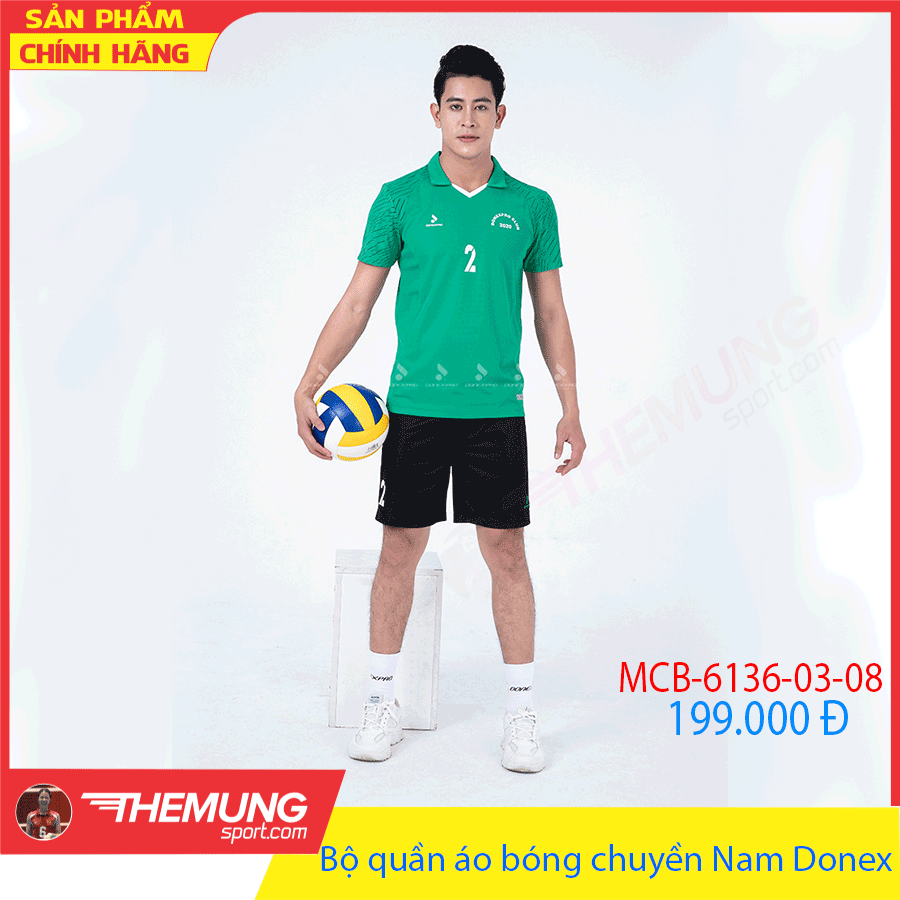 Bộ quần áo bóng chuyền Nam Donex MCB-6136 Xanh lá phối đen