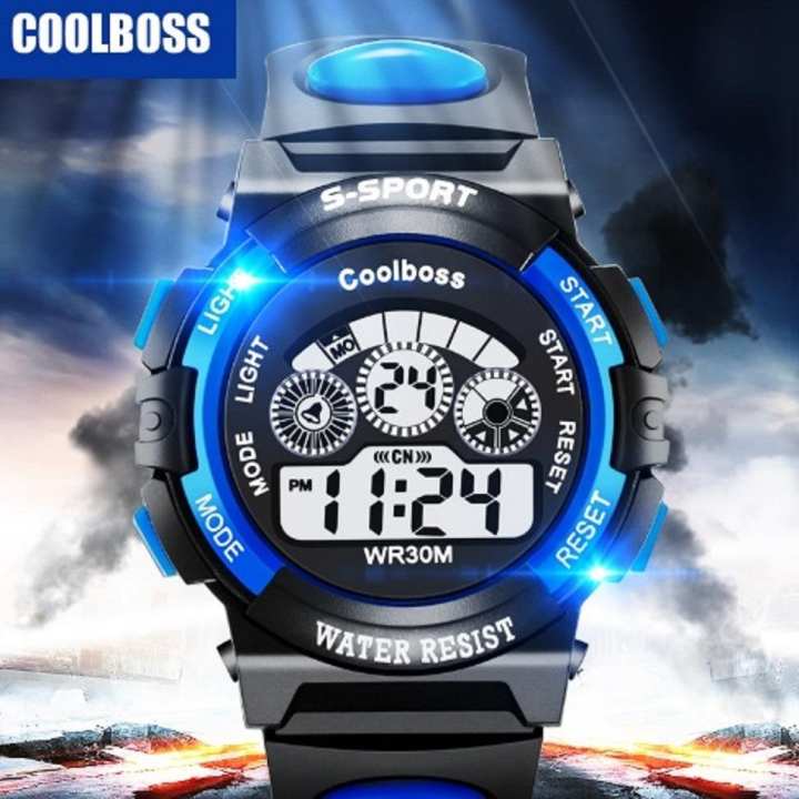 Đồng hồ trẻ em nam chống nước cao cấp Coolboss 0119 tặng thêm 1 pin ( Xanh dương )