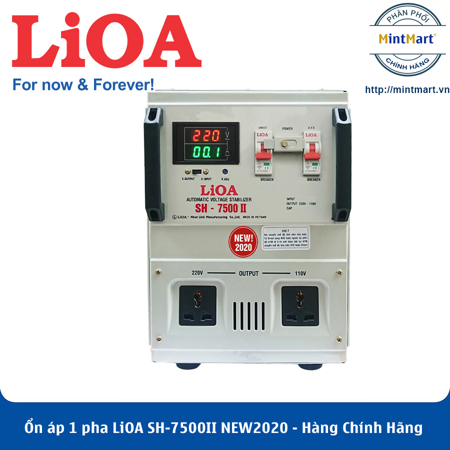 [Trả góp 0%]Ổn áp 1 pha LiOA SH-7500II NEW2020 - Hàng Chính Hãng