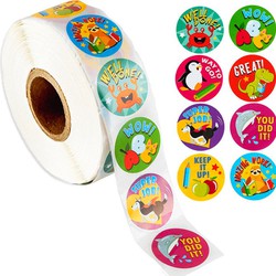 Cuộn 500 sticker nhãn dán khích lệ khen thưởng học tập cho bé yêu với nhiều họa tiết kèm slogan khiến những giờ học thêm sinh động BBShine – ST010 - ST010