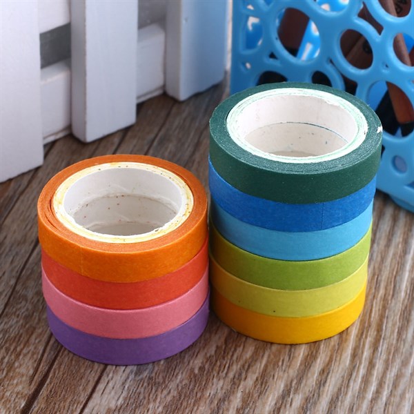 Cuộn Băng Keo Trang Trí Washi Tape Rainbow - Màu Ngẫu Nhiên