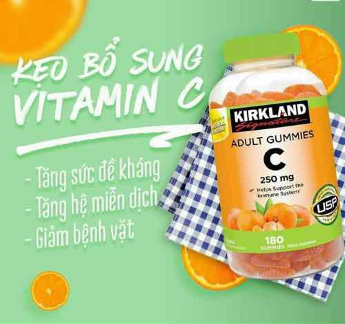 Kẹo dẻo bổ sung vitamin c Kirkland Adult Gummies C 250mg của Mỹ hộp 180 viên