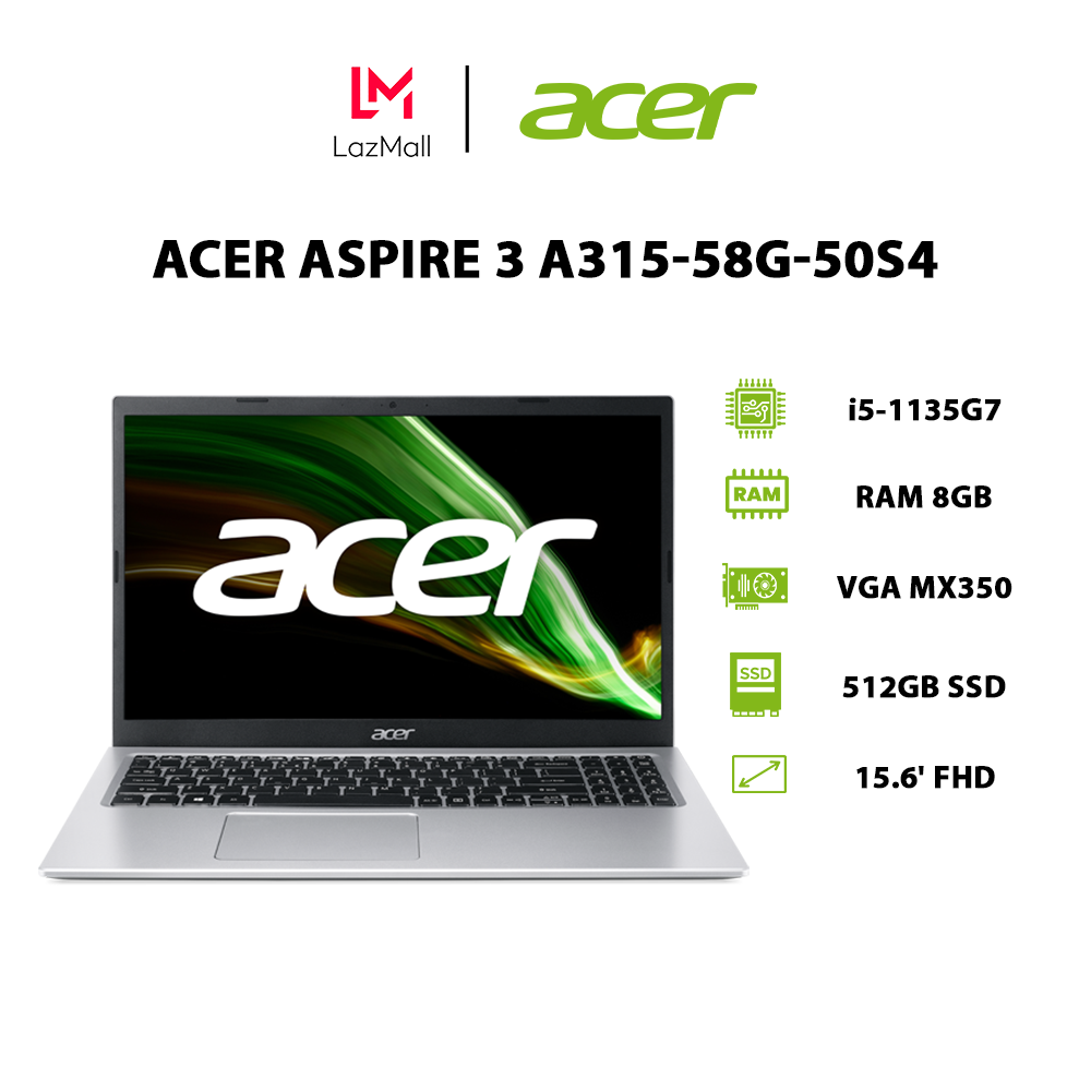 Laptop Acer Aspire 3 A315-58G-50S4 i5-1135G7 | 8GB | 512GB | VGA MX350 2GB | 15.6' FHD | Win 10