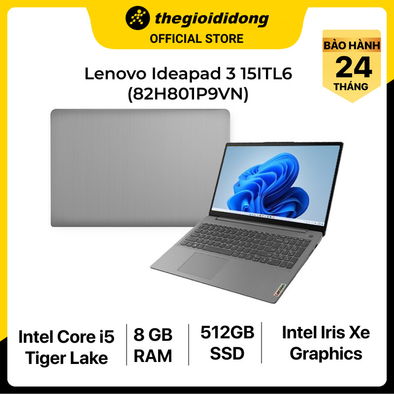 Laptop Lenovo Ideapad 3 15ITL6 i5 1135G7/8GB/512GB/15.6"F/Win11/(82H801P9VN)/Xám