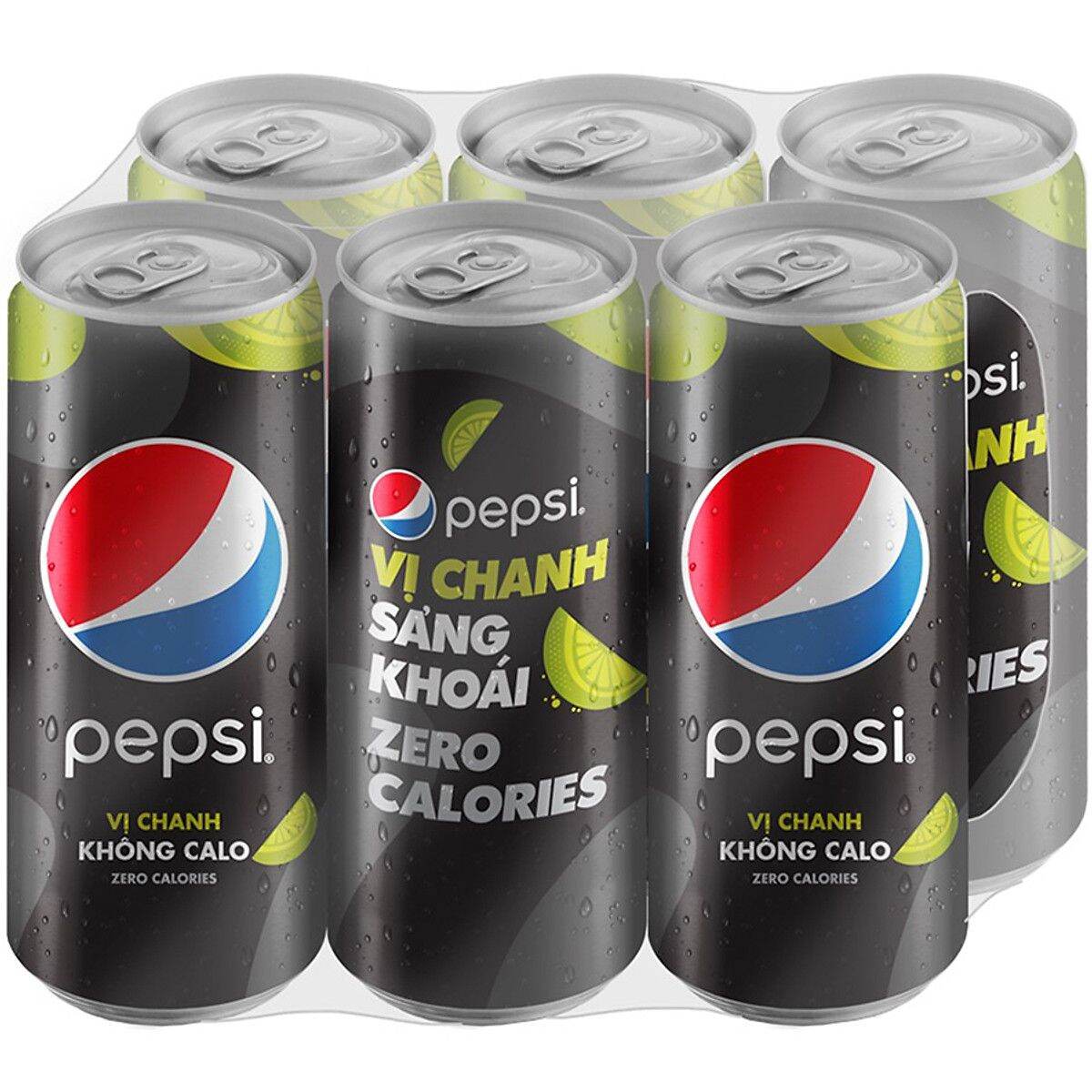 (Lốc 6 Lon) Nước Ngọt Pepsi Chanh Không Calo