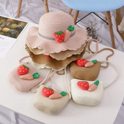 Set túi và mũ cói dâu tây dê thương cho bé - 14758045575