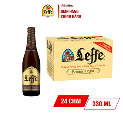 Thùng 24 Chai Leffe Brune (Leffe Nâu) - Bia Nhập Khẩu (330 ml/ chai) - LEROW330T24