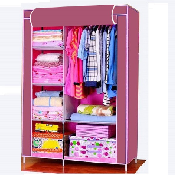 Tủ vải quần áo cấp 2 buồng 6 ngăn, khung sắt, thương hiệu AVC. -Việt Nam sản xuất( được chọn màu Xanh, đỏ đậm)(Mã hàng: M2)