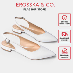 Giày nữ thời trang Erosska đế bệt mũi nhọn phối dây tinh tế màu trắng EL001 - EL001WH