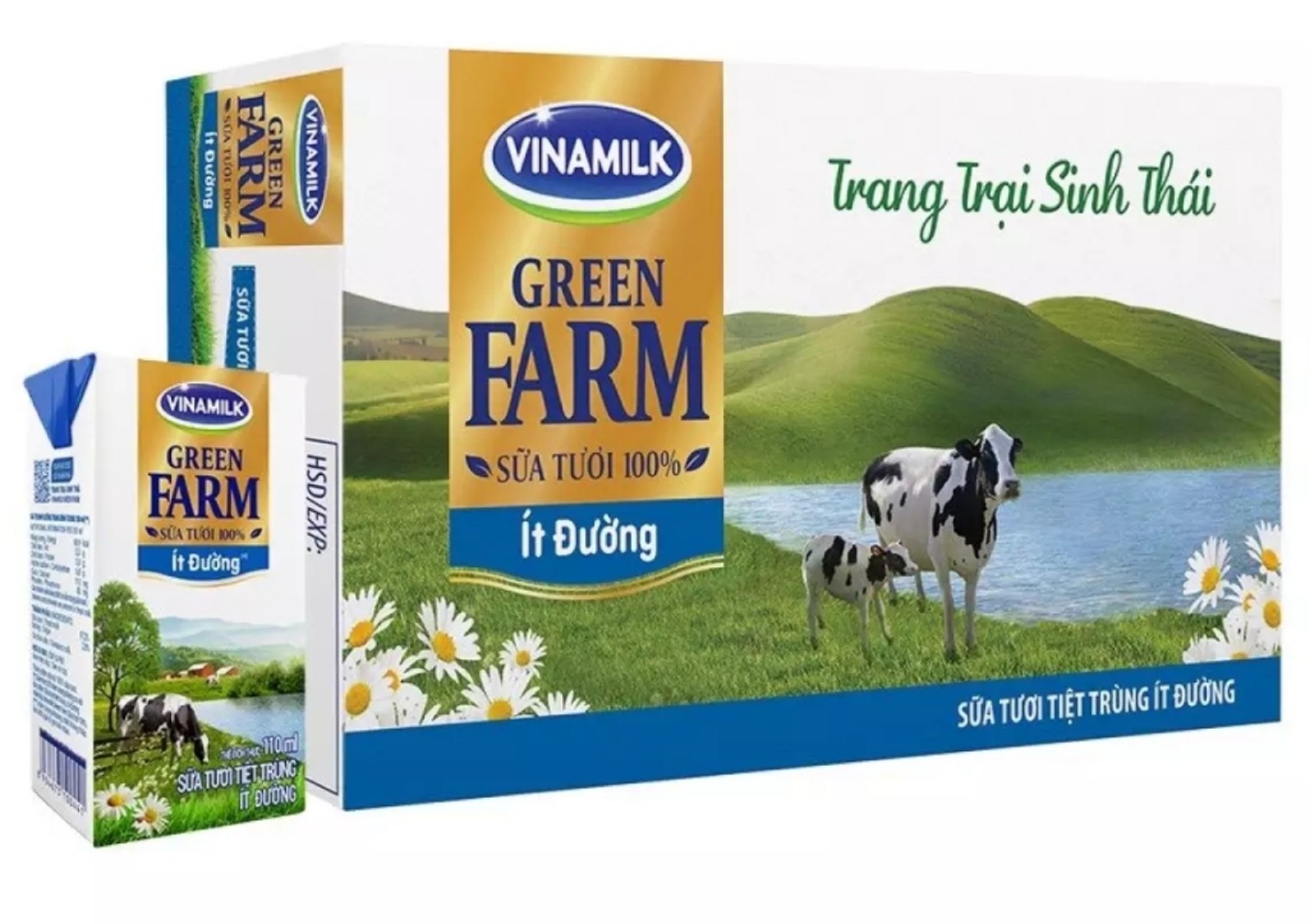Thùng sữa tươi tiệt trùng ít đường Vinamilk Green Farm 110ml 48 hộp