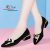 Giày búp bê nữ cao gót 2 phân hai màu đen xanh hàng hiệu rosata ro300