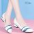 Giày búp bê nữ cao gót 2 phân hàng hiệu rosata hai màu xanh trắng ro383