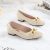 Giày Búp Bê Nữ MWC Búp Bê Mũi Vuông Phối Xích Kim Loại Màu Đen Kem Nổi Bật, Thời Thượng NUBB- 2240